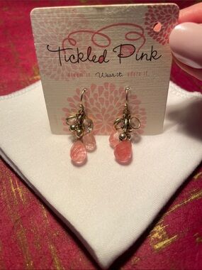 Pink Teardrop Cluster Dangle Earrings